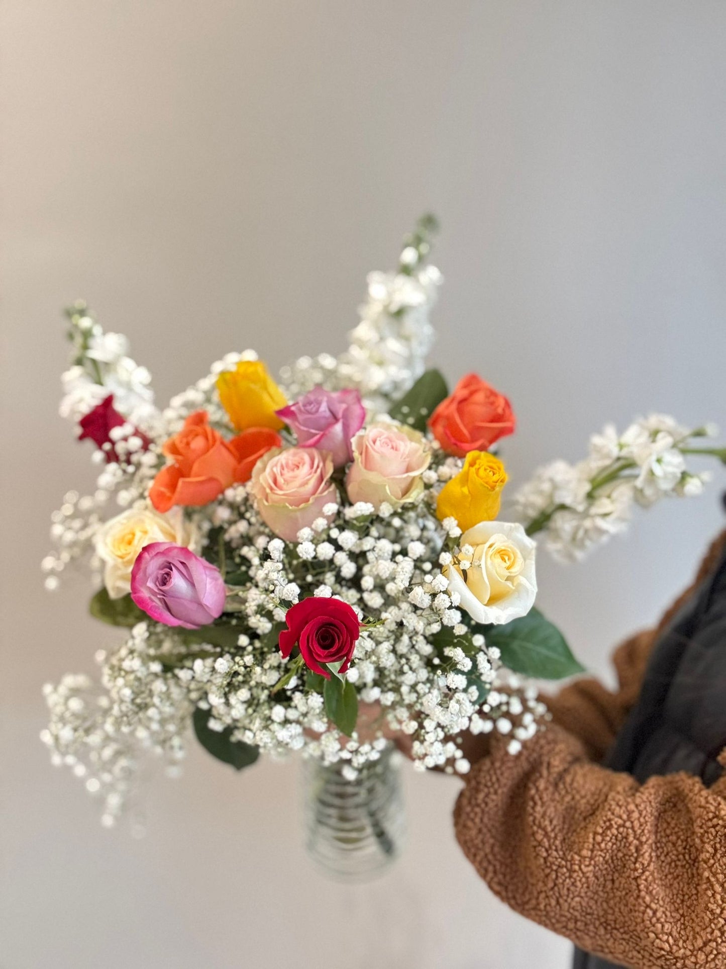 Colourful Roses in Vase