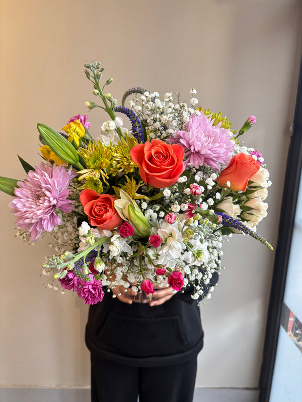 Mixed Daisy Flower Arrangement and Chocolate Combo