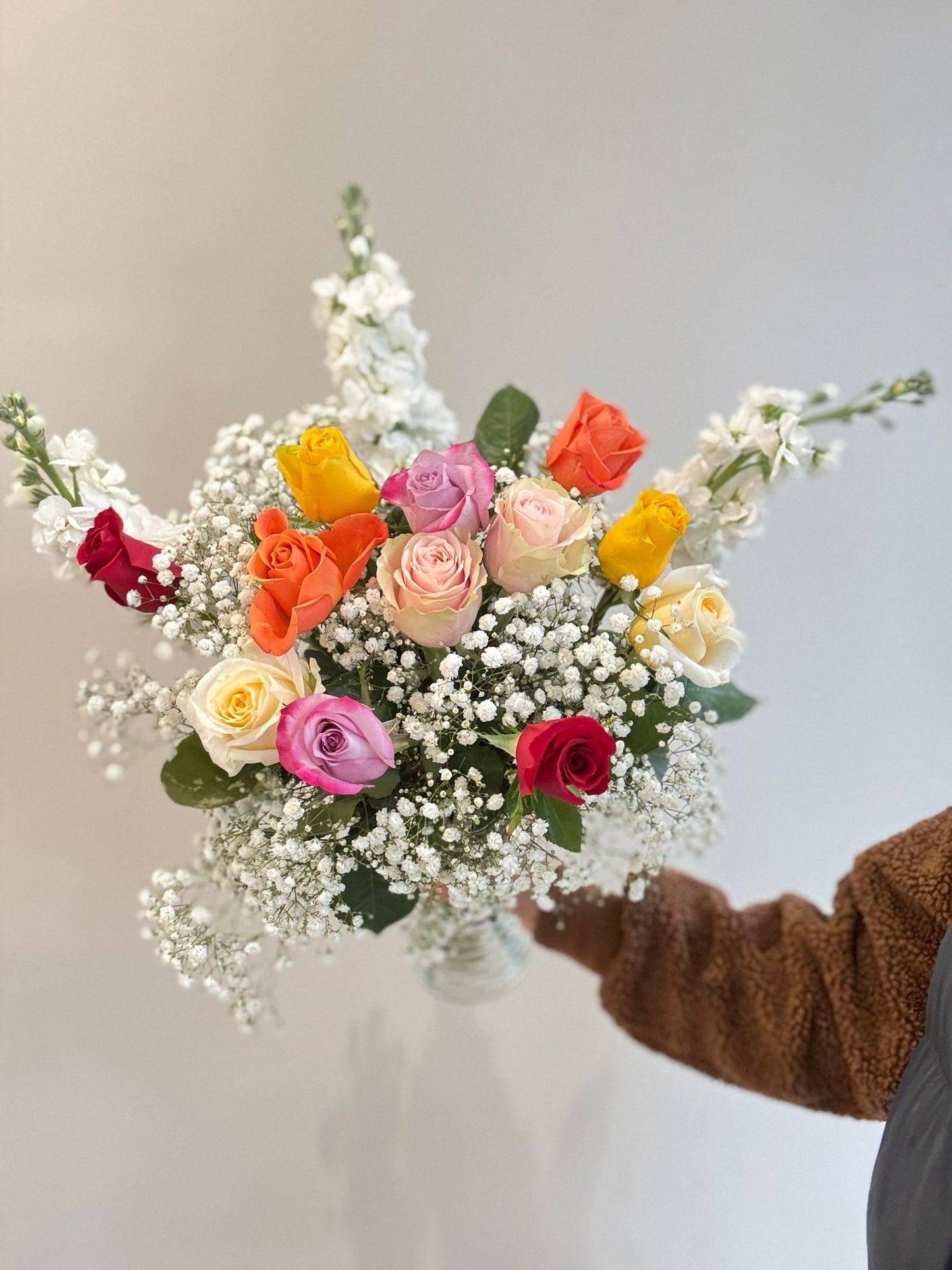 Colourful Roses in Vase
