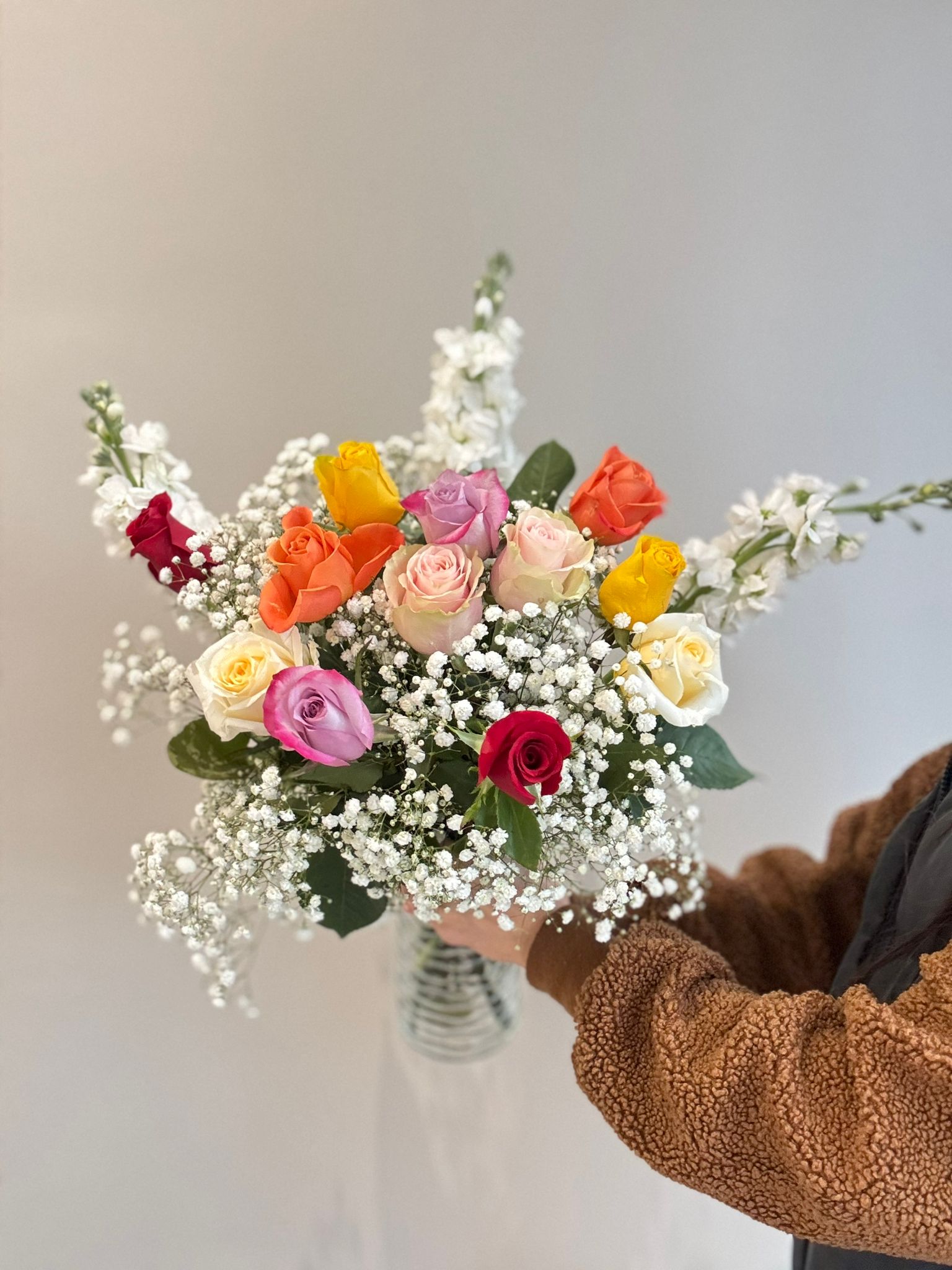 Colourful Roses in Vase