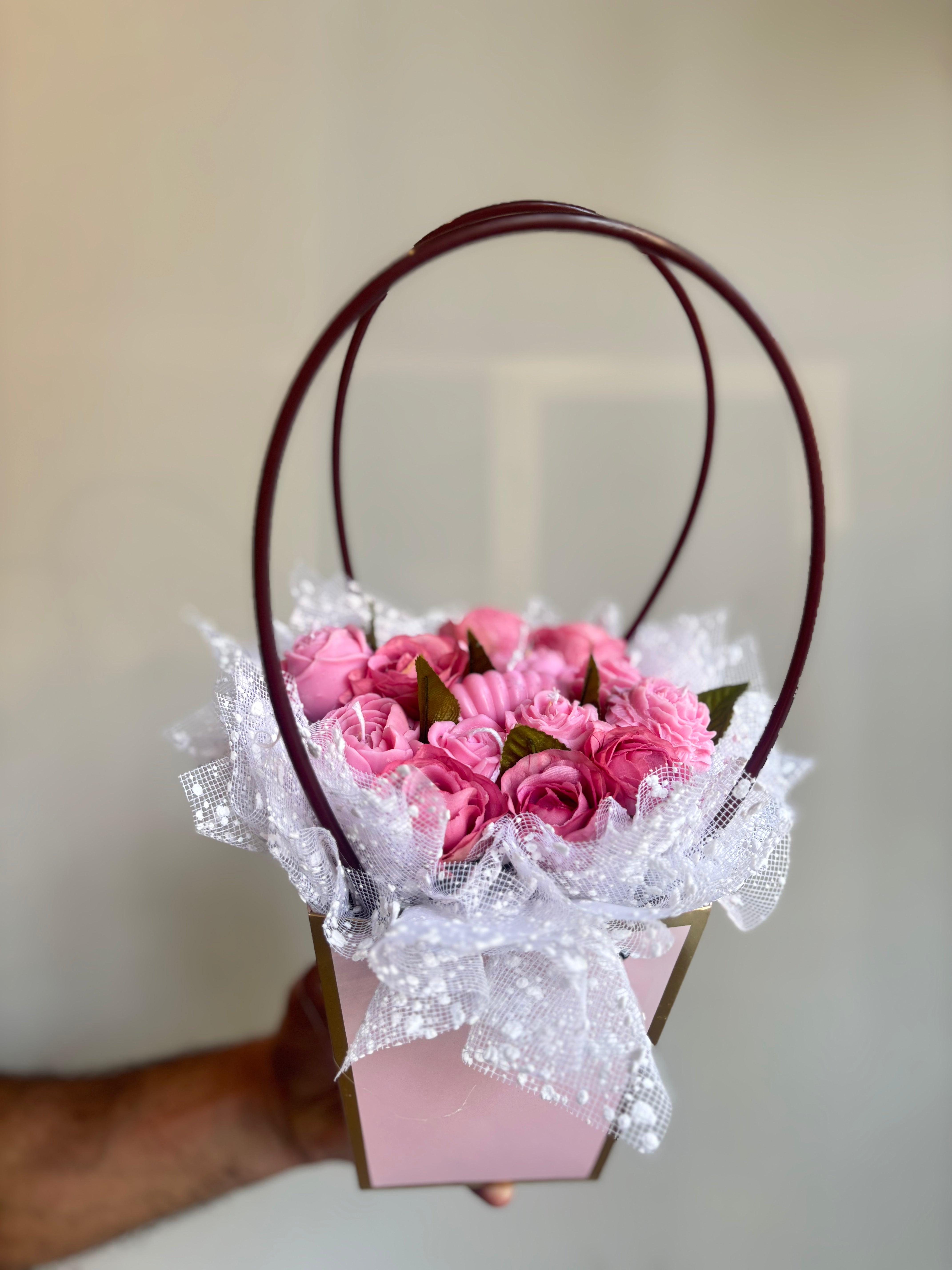 Pink Flors Flme Candle Basket