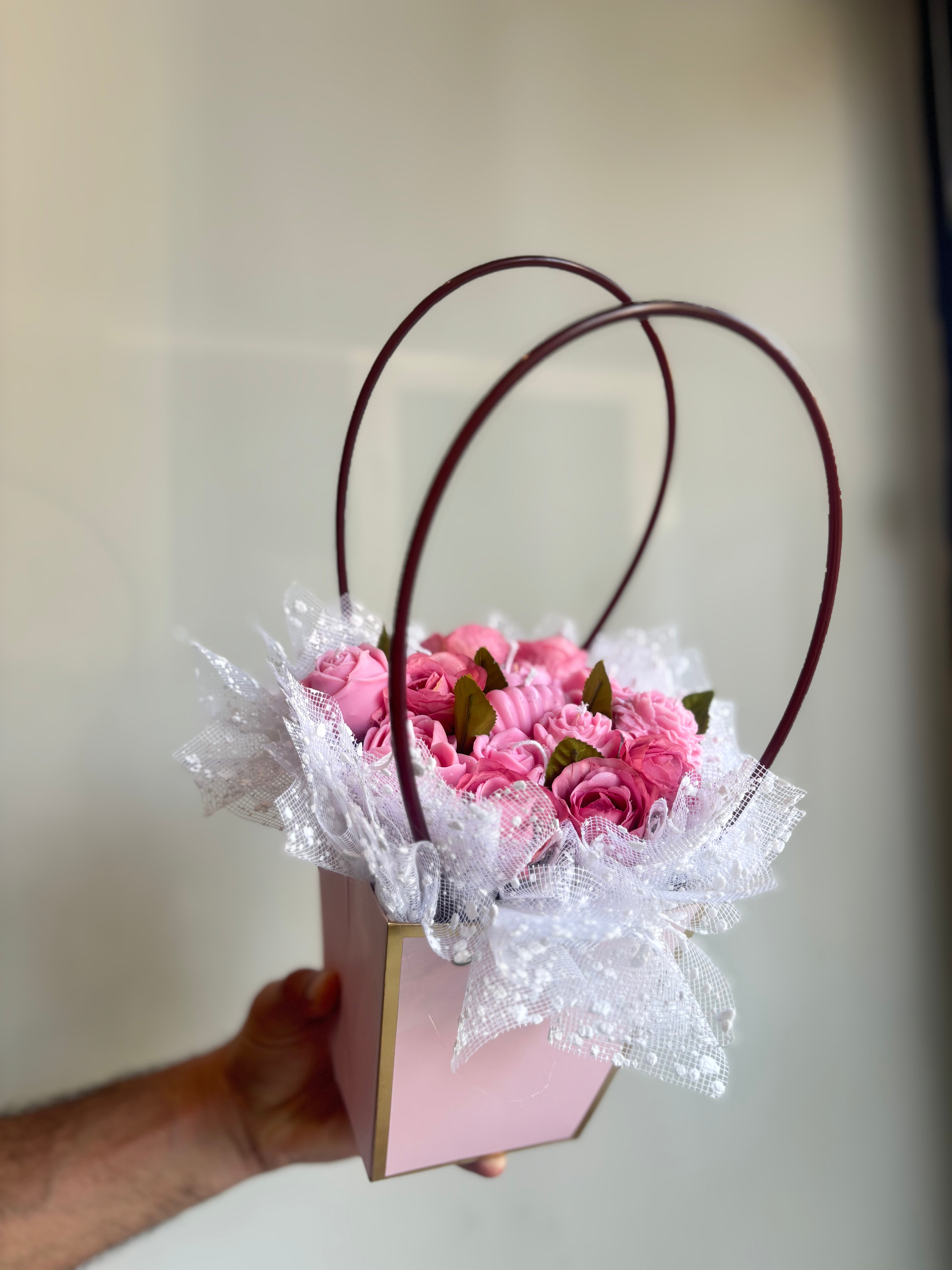 Pink Flors Flme Candle Basket