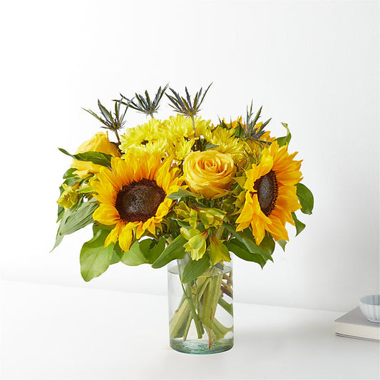 Sunny Roses and Sunflowers Vase