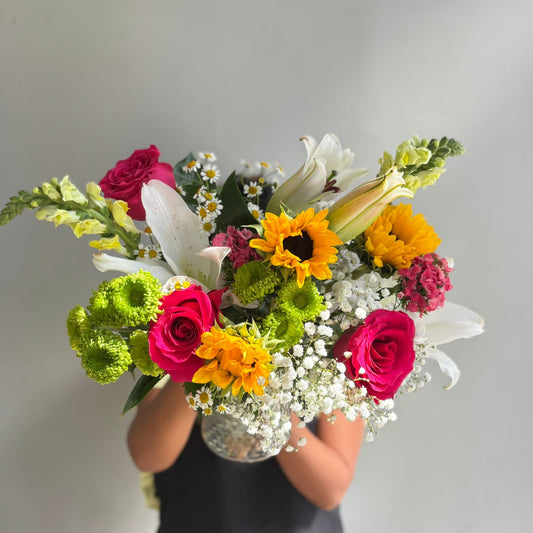 VASE WITH VIBRANT FLOWERS 