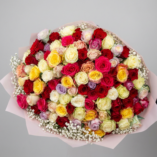 101 Long Stemmed Colourful Roses