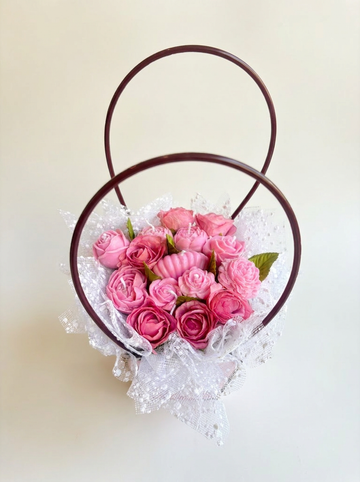 Pink Flors Flme Candle Basket
