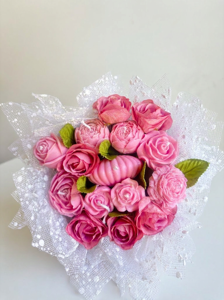 Pink Flors Flme Candle Basket