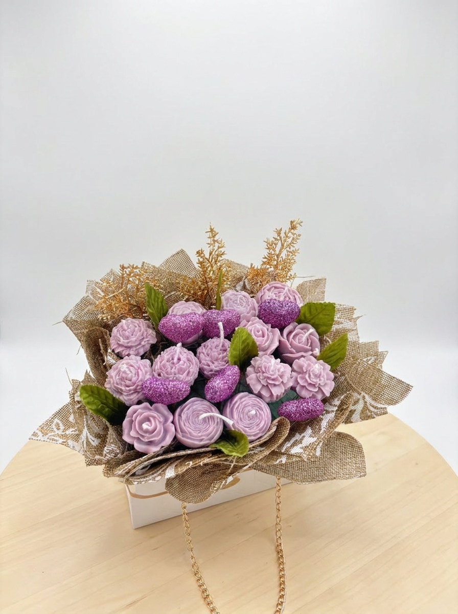 Purple Petals Handmade Candle Bag