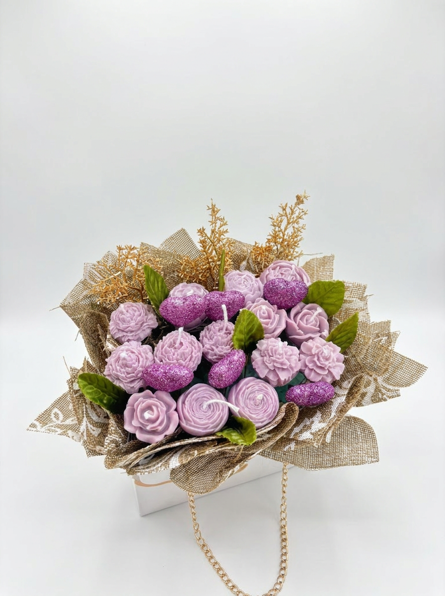 Purple Petals Handmade Candle Bag