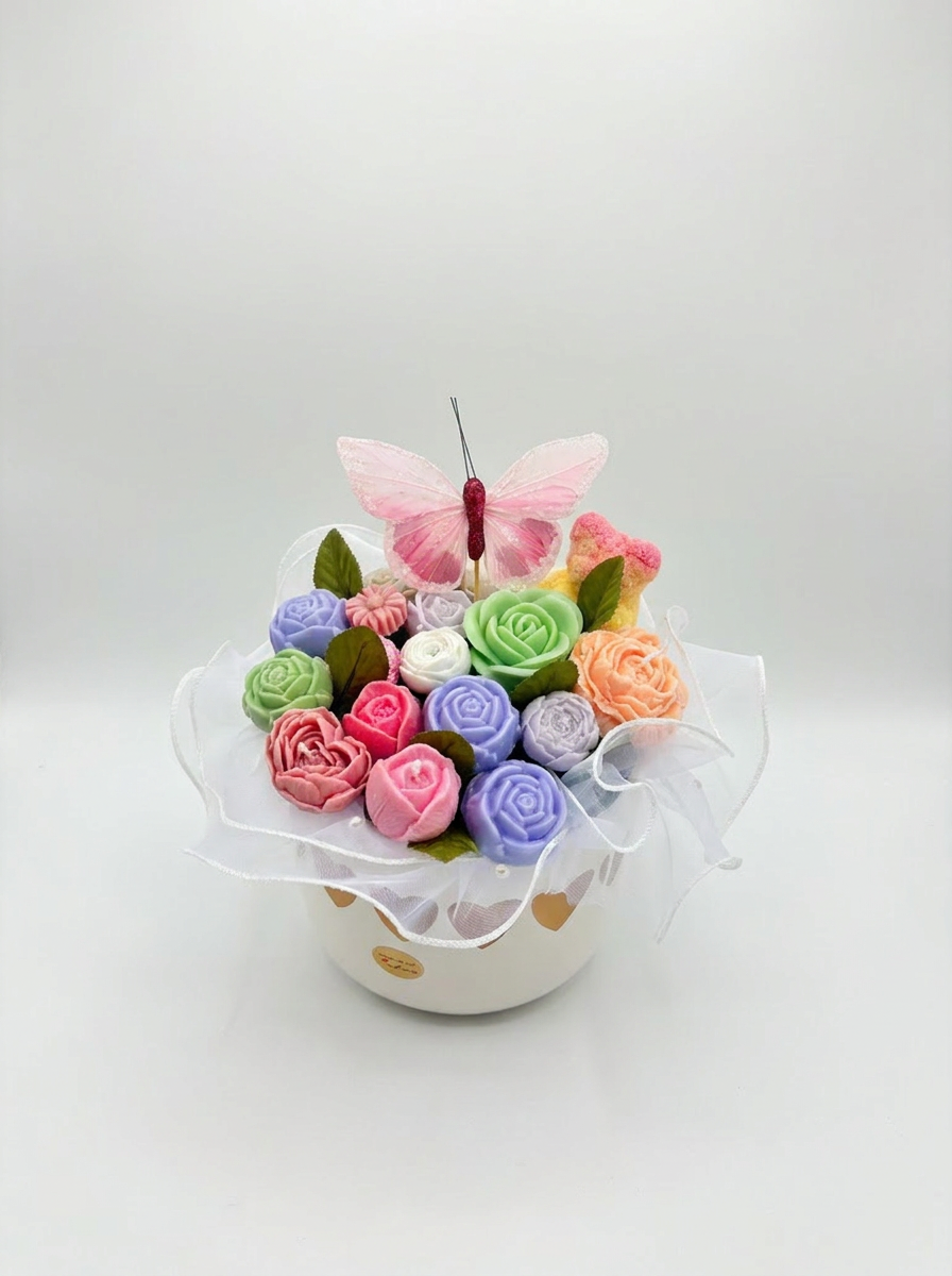 Rainbow Bloom Handmade Candle