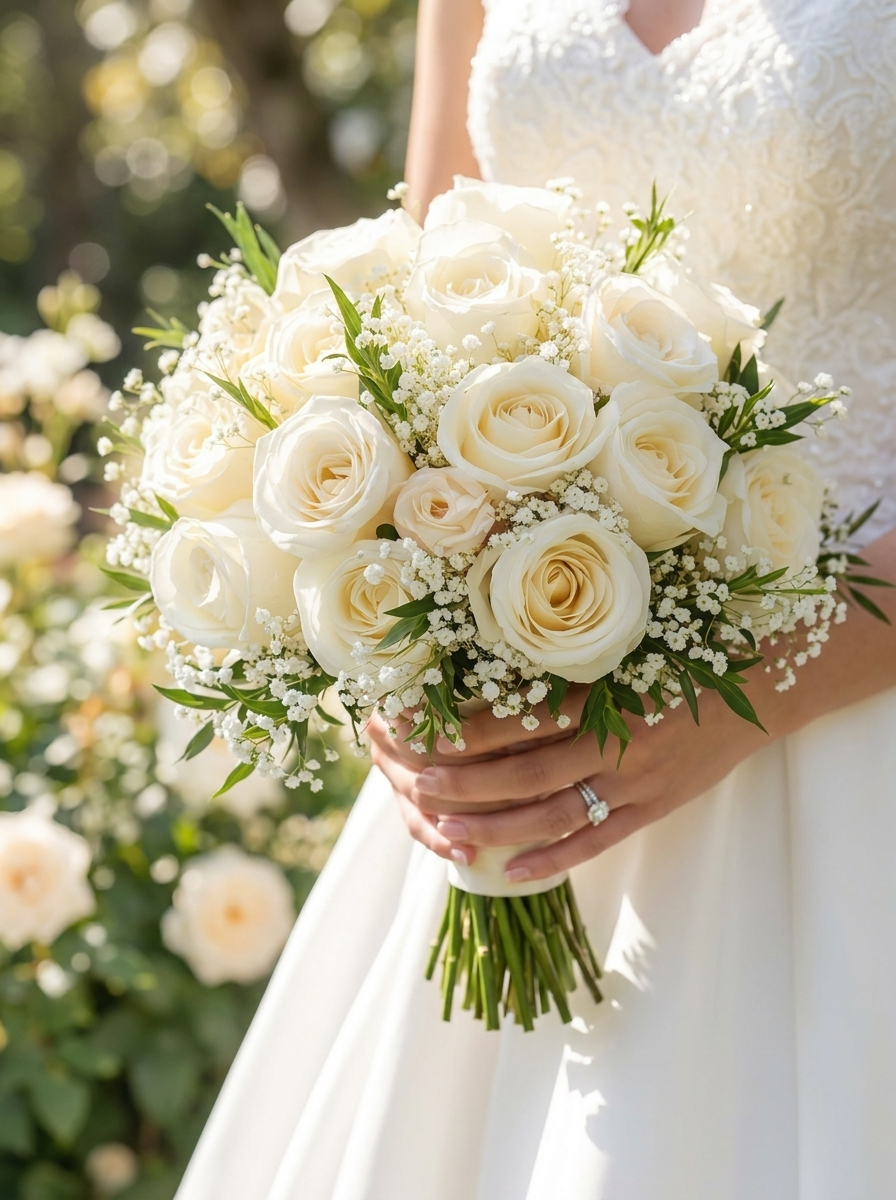Pure Elegance White Rose Bouquet
