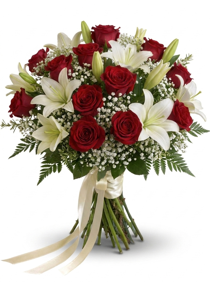 Crimson Harmony Bridal Bouquet
