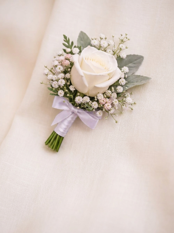 White Promise Boutonniere