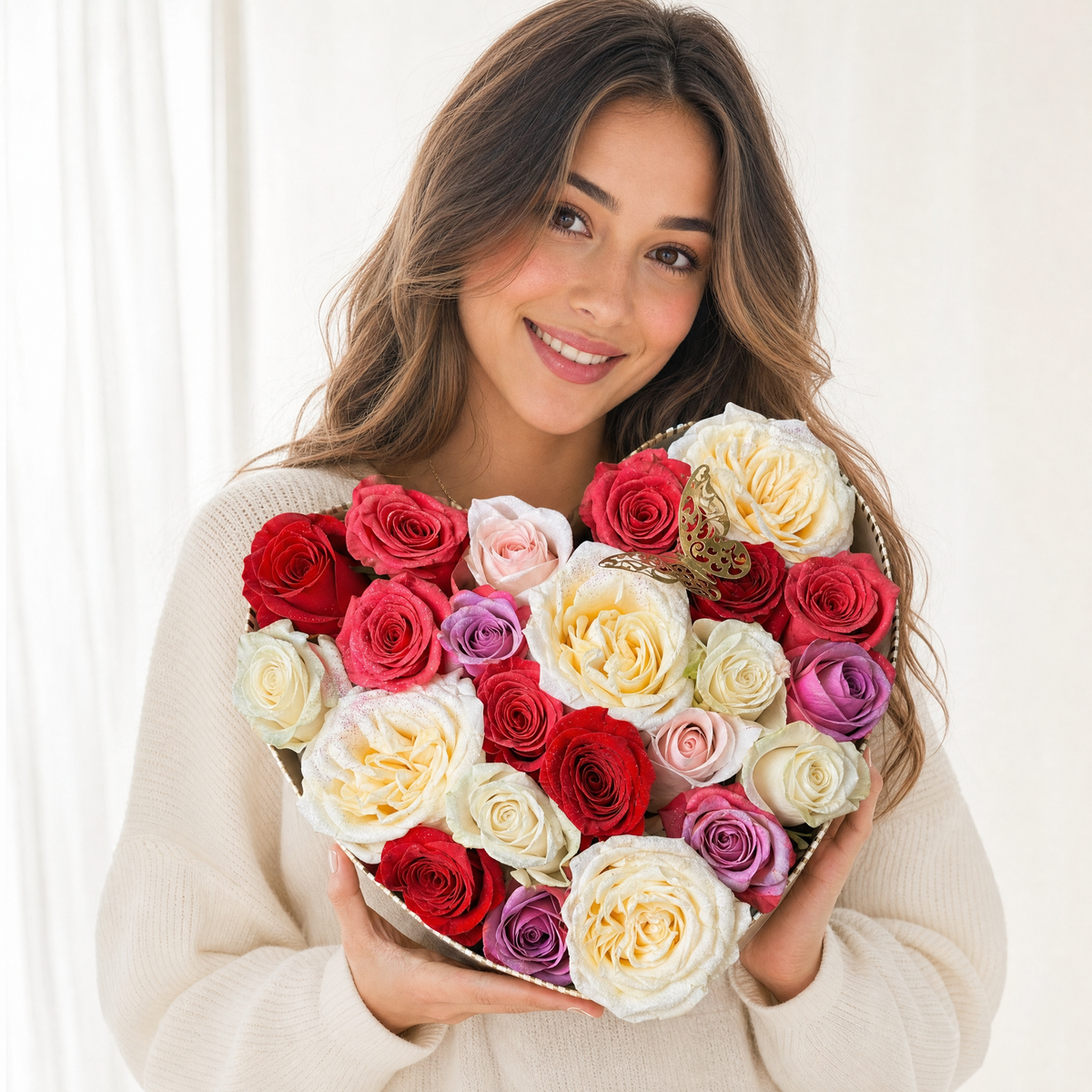 Mix Roses Heart Box