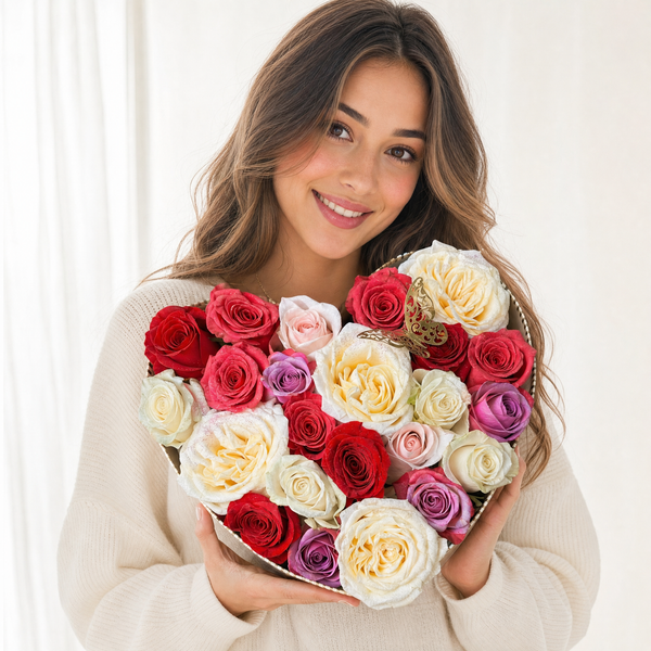 Mix Roses Heart Box