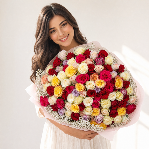 101 Long Stemmed Colourful Roses