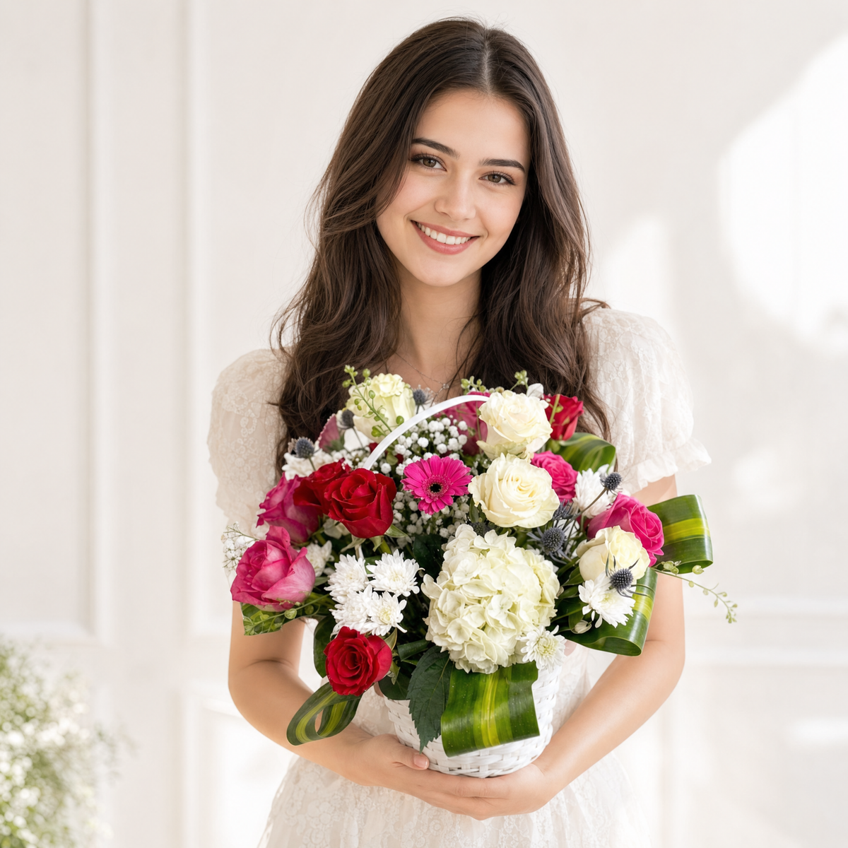 Dreamy Pink Flower Basket