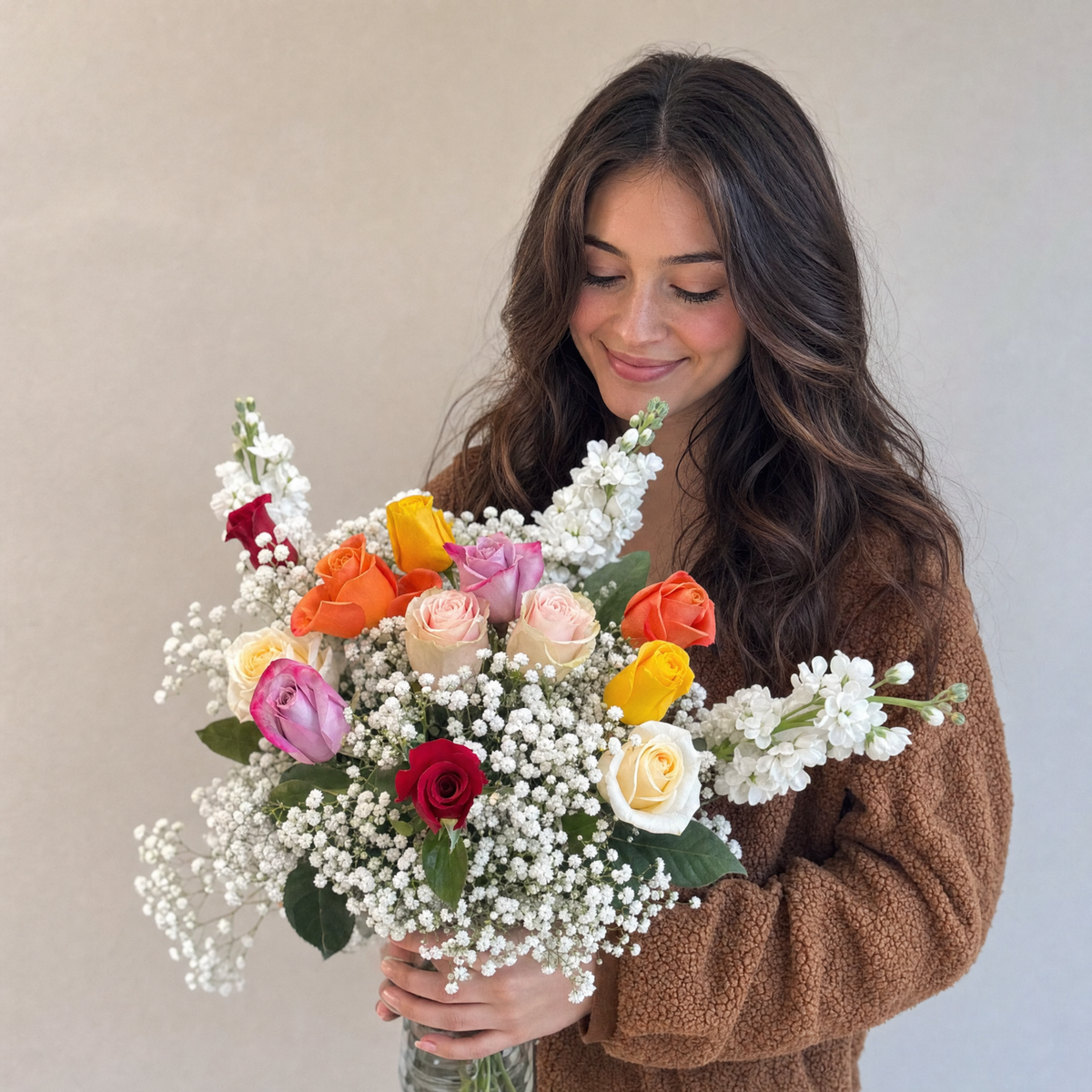 Colourful Roses in Vase