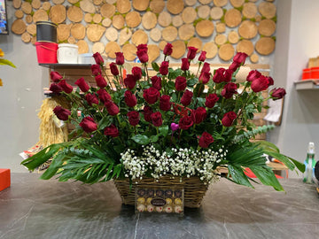 Lovely Red Roses Basket