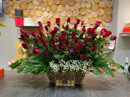 Lovely Red Roses Basket
