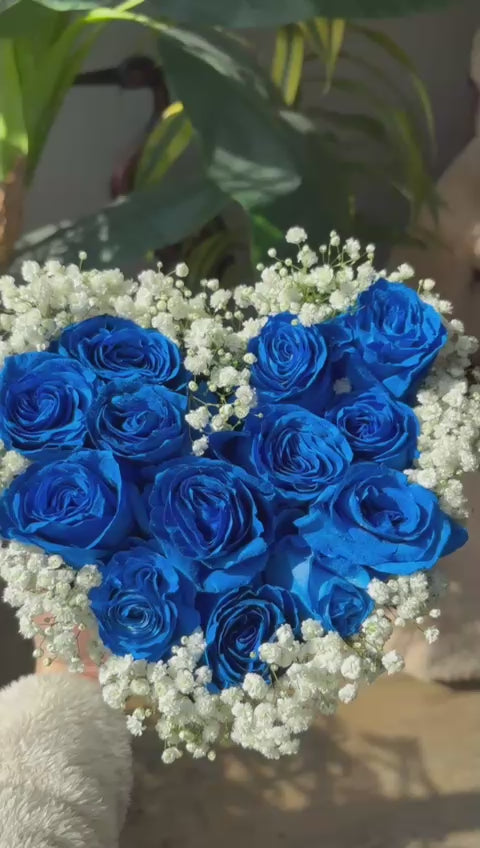 "Blue Lagoon" Luxury Heart Flower Box