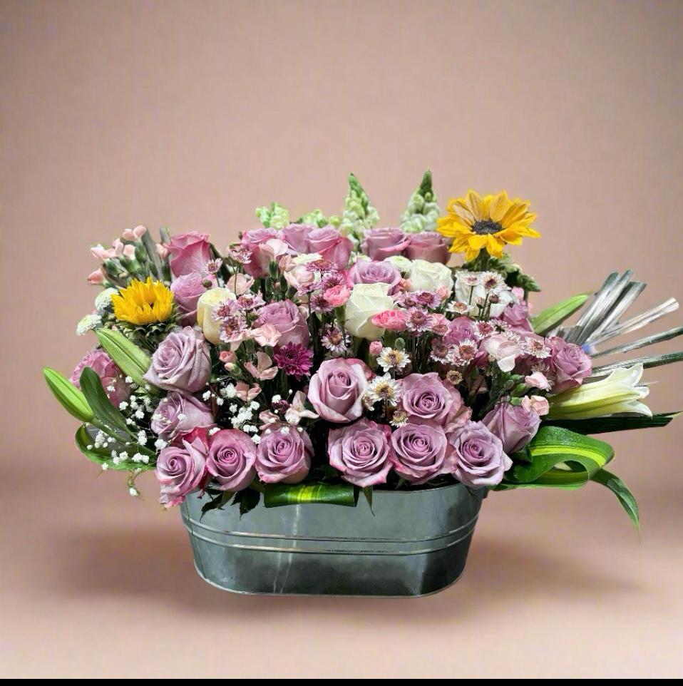 Rosy Roses Flower Basket