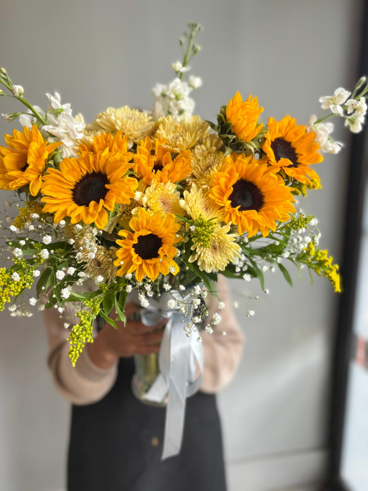 Honey Bee Sunflowers Vase