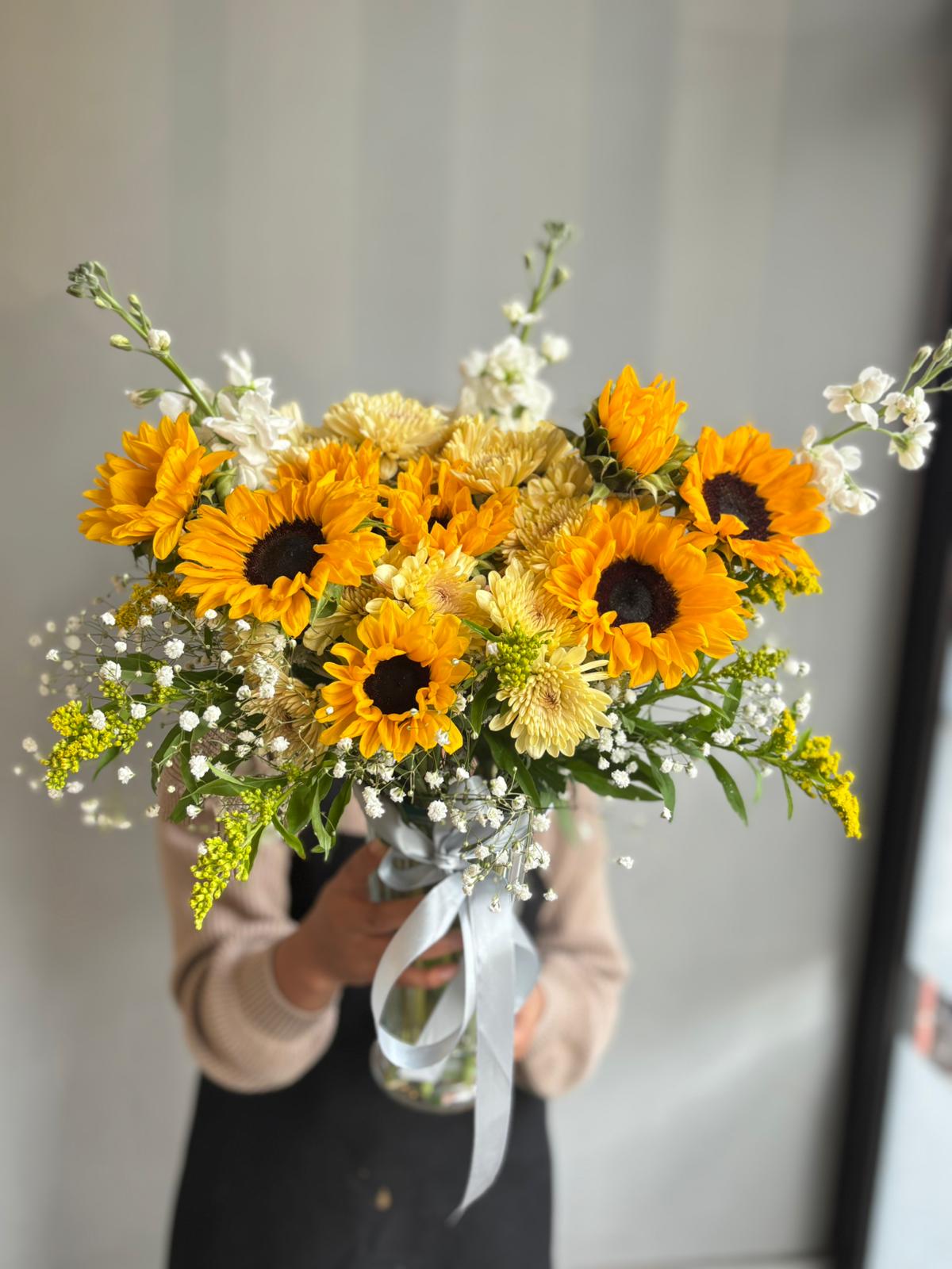 Honey Bee Sunflowers Vase