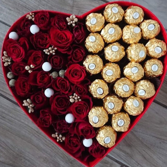 Flower. box with chocolate roses with chocolate