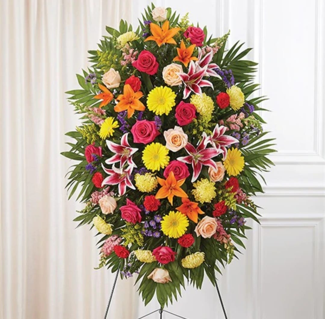 funeral flowers, funeral arrangement, funeral stand, sympathy flowers