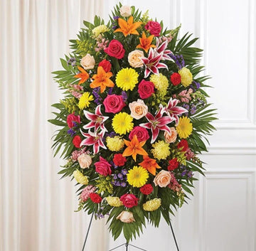 funeral flowers, funeral arrangement, funeral stand, sympathy flowers
